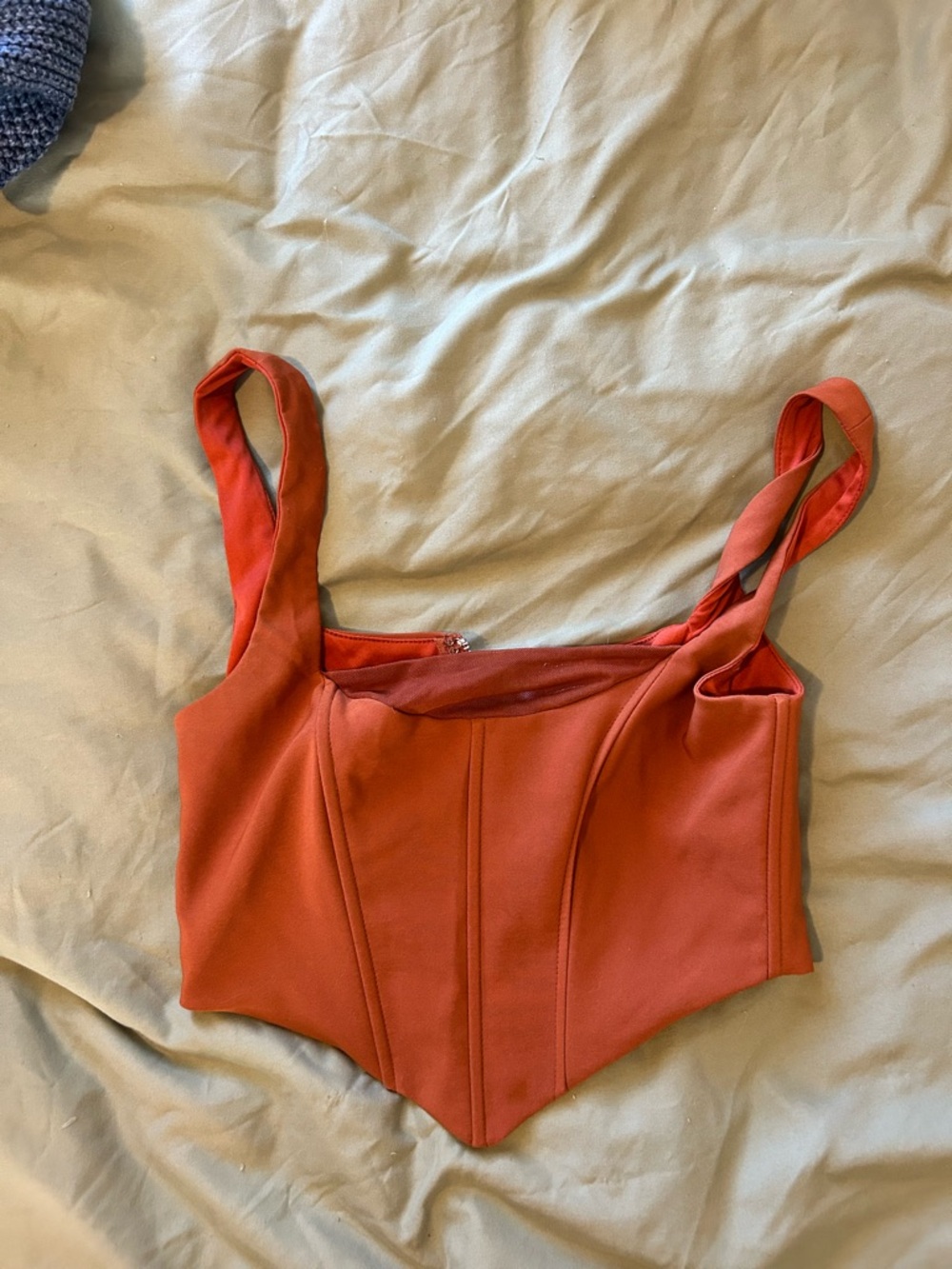 Sunset Orange Cropped Corset Top